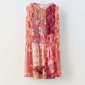 Zara Patchwork Print dress Pink NWT Size 13-14 girl